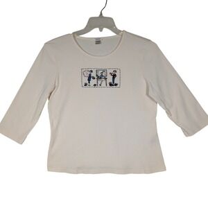 L Christopher & Banks Womens Top‎ Teacher Art Reader 3/4 Sleeve Knit